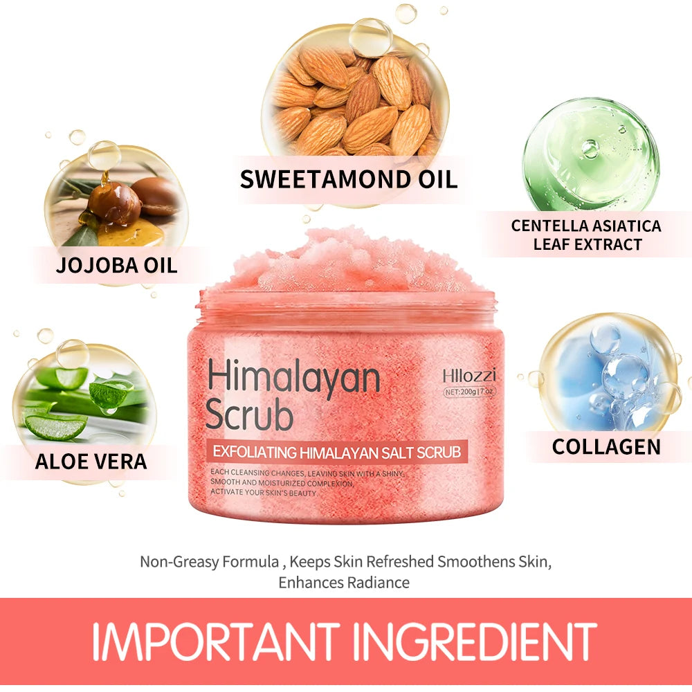 Himalayan salt scrub cleanses the skin, whitens, exfoliates, removes dead skin, and makes the skin smooth and elastic Bathing