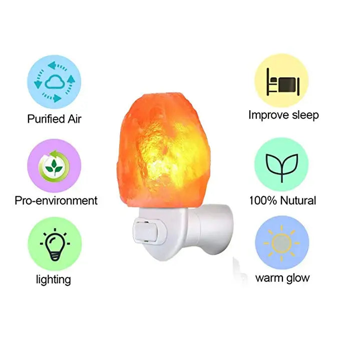 Himalayan Warm white Salt Lamp Natural Crystal Hand Carved Night Light Home Decor  Air Purifying with Plug Release negative ions