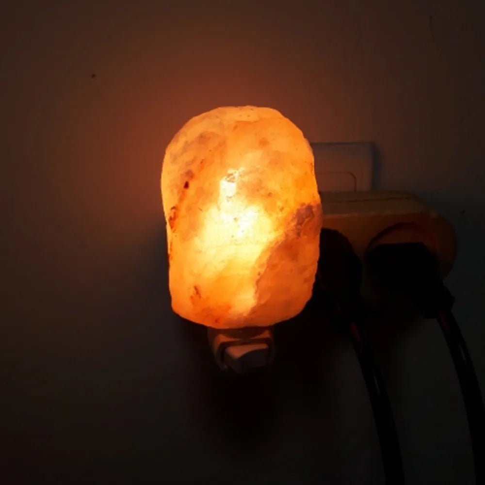 Himalayan Warm white Salt Lamp Natural Crystal Hand Carved Night Light Home Decor  Air Purifying with Plug Release negative ions