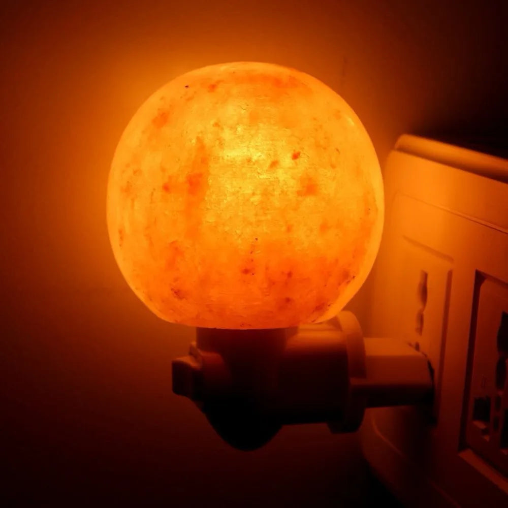 Himalayan Warm white Salt Lamp Natural Crystal Hand Carved Night Light Home Decor  Air Purifying with Plug Release negative ions