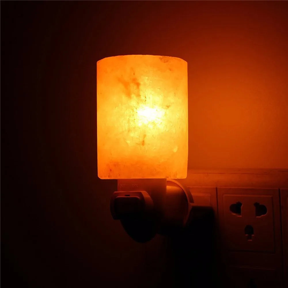 Himalayan Warm white Salt Lamp Natural Crystal Hand Carved Night Light Home Decor  Air Purifying with Plug Release negative ions