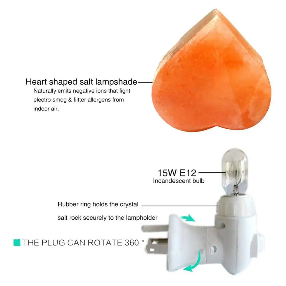 Himalayan Warm white Salt Lamp Natural Crystal Hand Carved Night Light Home Decor  Air Purifying with Plug Release negative ions