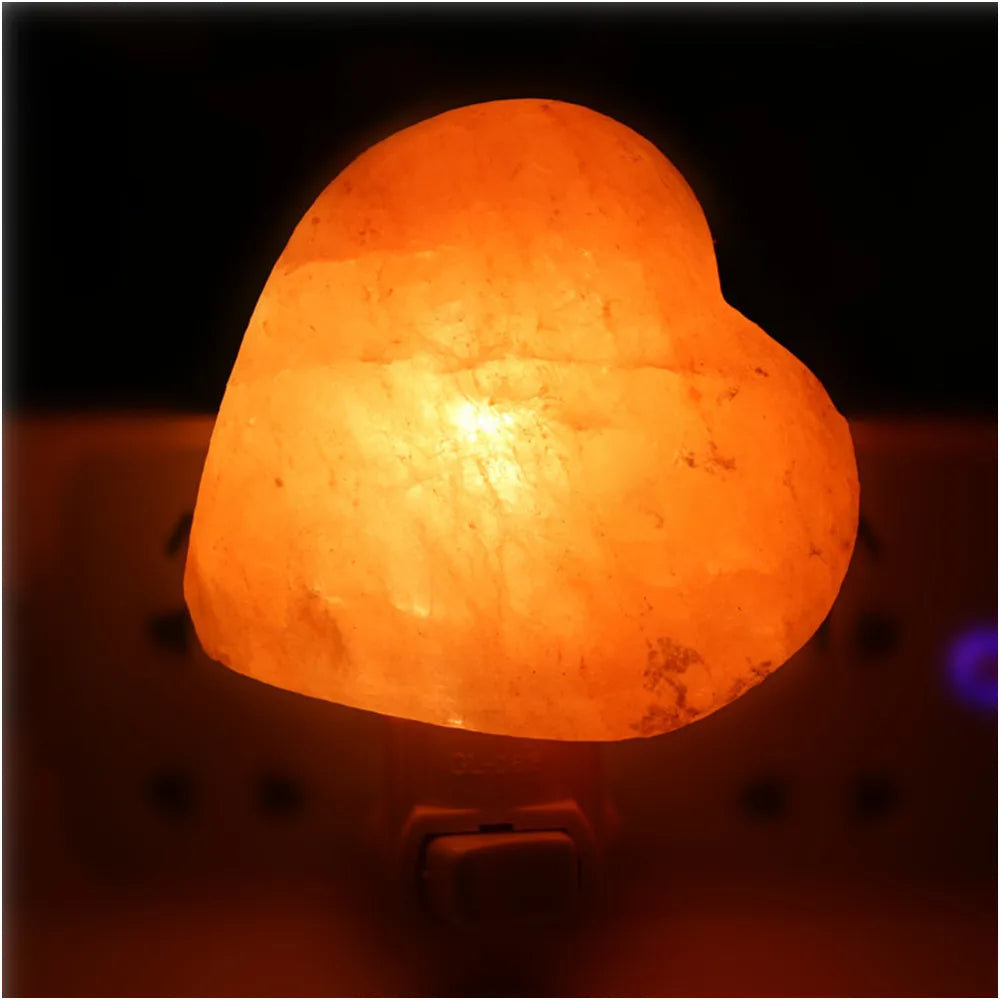 Himalayan Warm white Salt Lamp Natural Crystal Hand Carved Night Light Home Decor  Air Purifying with Plug Release negative ions
