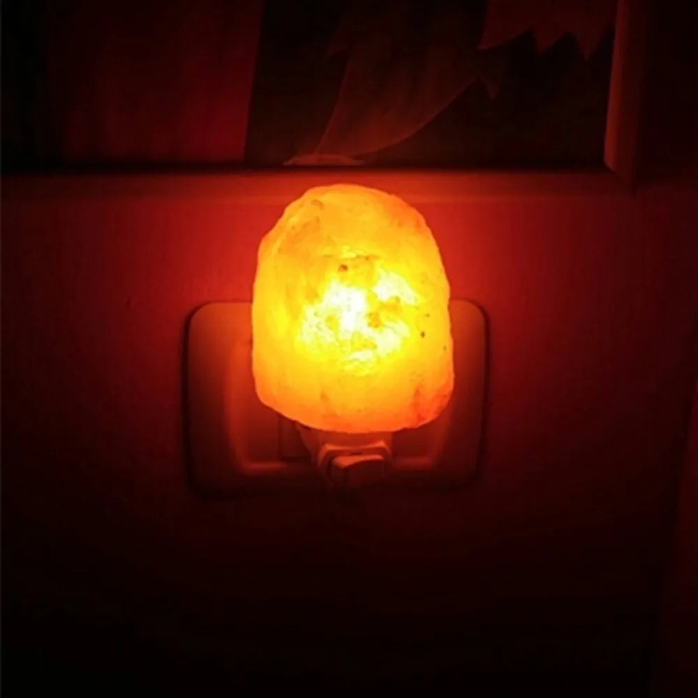 Himalayan Warm white Salt Lamp Natural Crystal Hand Carved Night Light Home Decor  Air Purifying with Plug Release negative ions