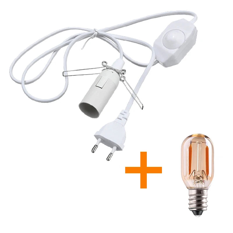 Himalayan Salt Lamp Cord with Dimmer Switch E14 Hanglamp Holder Light Bulbs Socket EU Plug 1.8m Power Cord Cable Lava Lamp Base