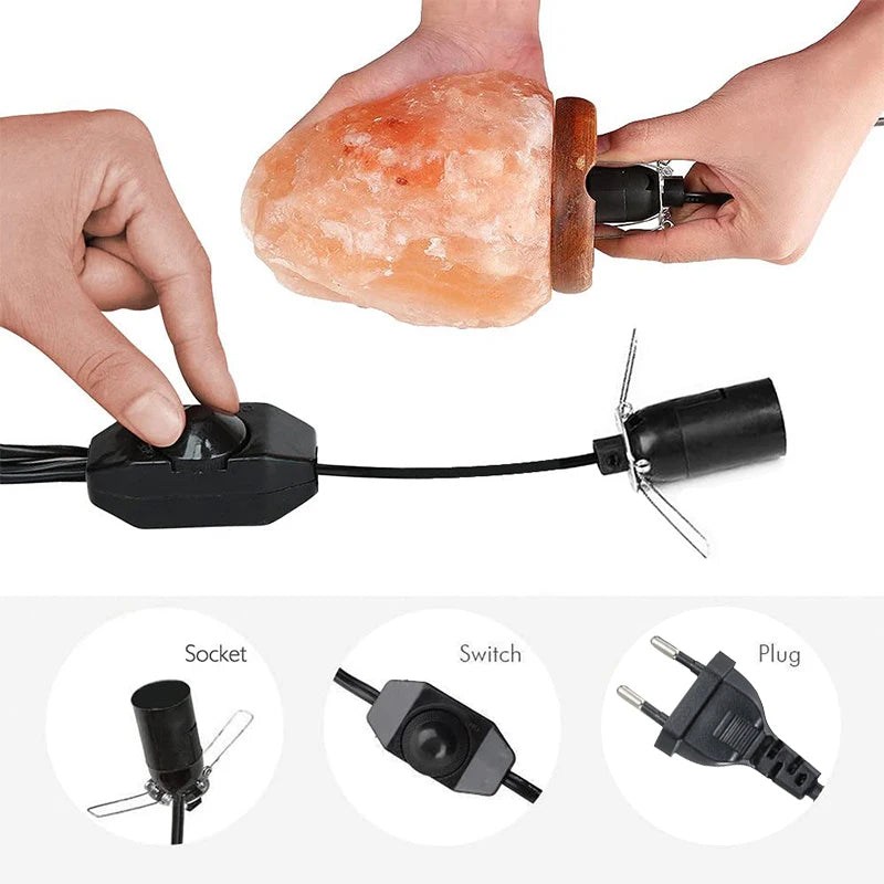 Himalayan Salt Lamp Cord with Dimmer Switch E14 Hanglamp Holder Light Bulbs Socket EU Plug 1.8m Power Cord Cable Lava Lamp Base