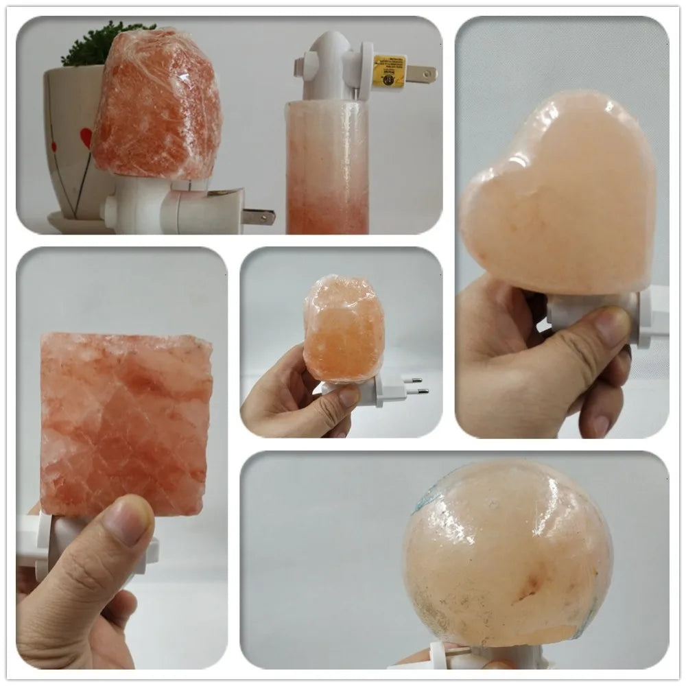 Himalayan Warm white Salt Lamp Natural Crystal Hand Carved Night Light Home Decor  Air Purifying with Plug Release negative ions