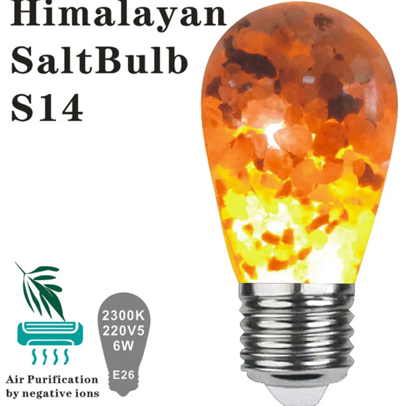 Himalayan Glow Salt Lamp 1pcs LED Light Bulbs 60-Watt Equivalent Warm Amber Glow Lighting Equipment Decorations Household Good