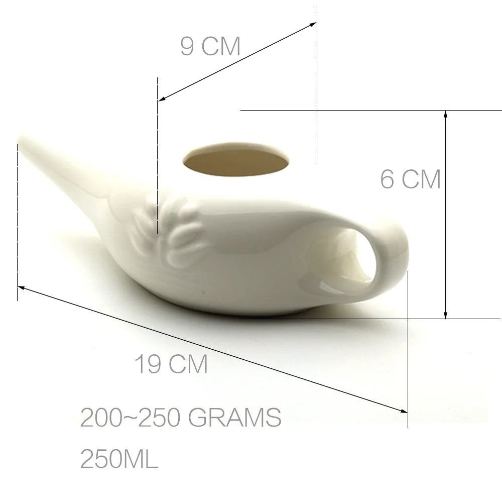 Nose Cleaner Himalayan Salt Premium Ceramic Neti Pot 8oz (250ml) Nasal Cleansing for Allergies & Sinus Relief Microwave Care